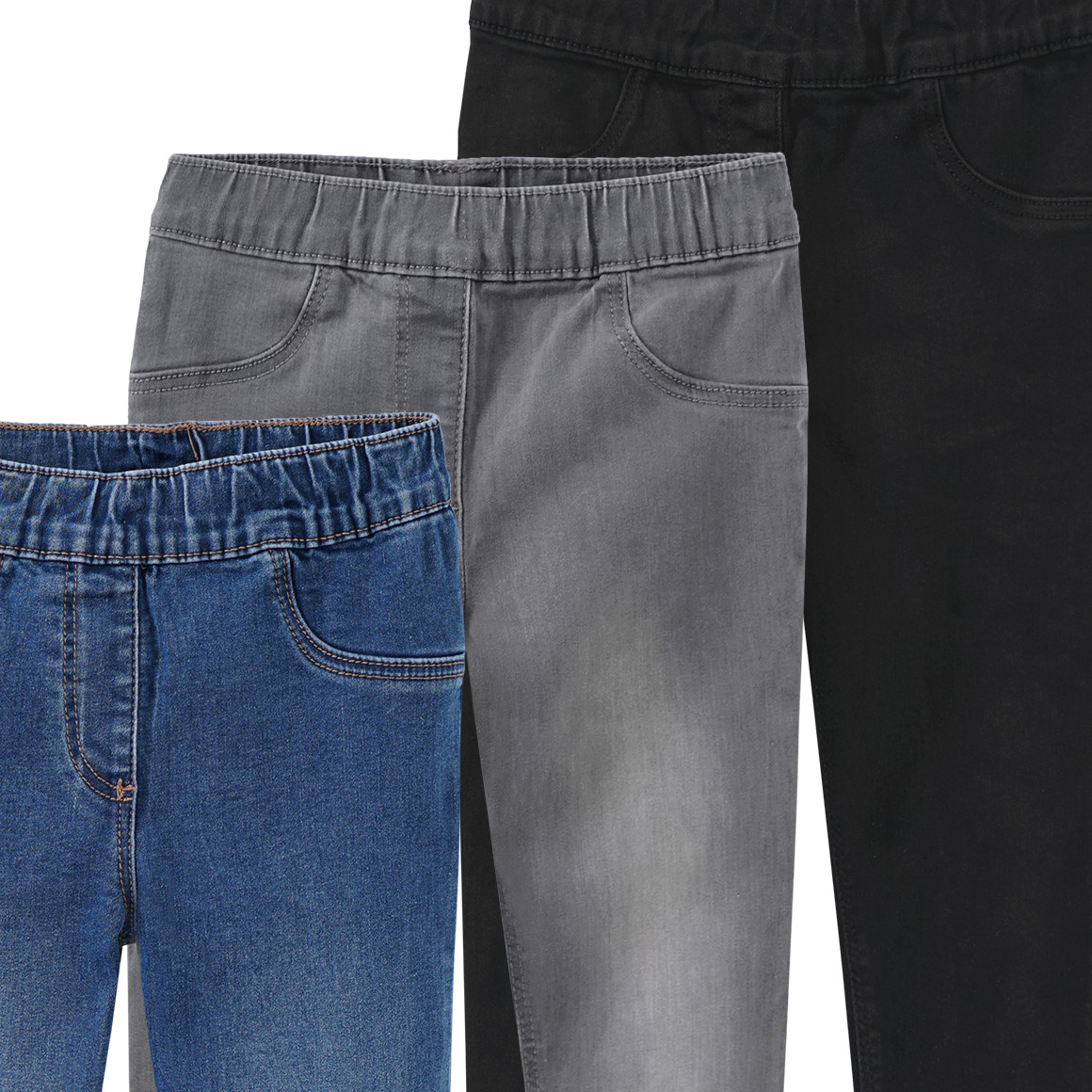 Famy 3 Mädchen Jeggings mit Stretch-Bund blau / grau / schwarz