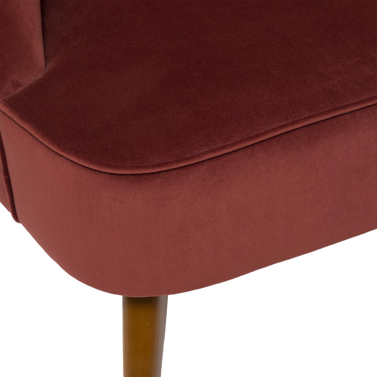 FAUTEUIL VELOURS PIED BOIS NAOVA TERRACOTTA