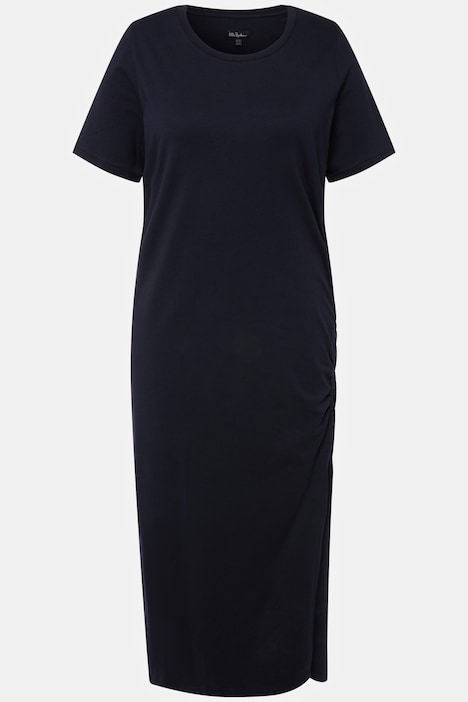 Midikleid, Raffung, Rundhals, Halbarm