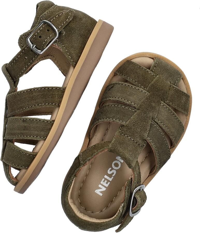 Nelson Kids suède sandalen kaki
