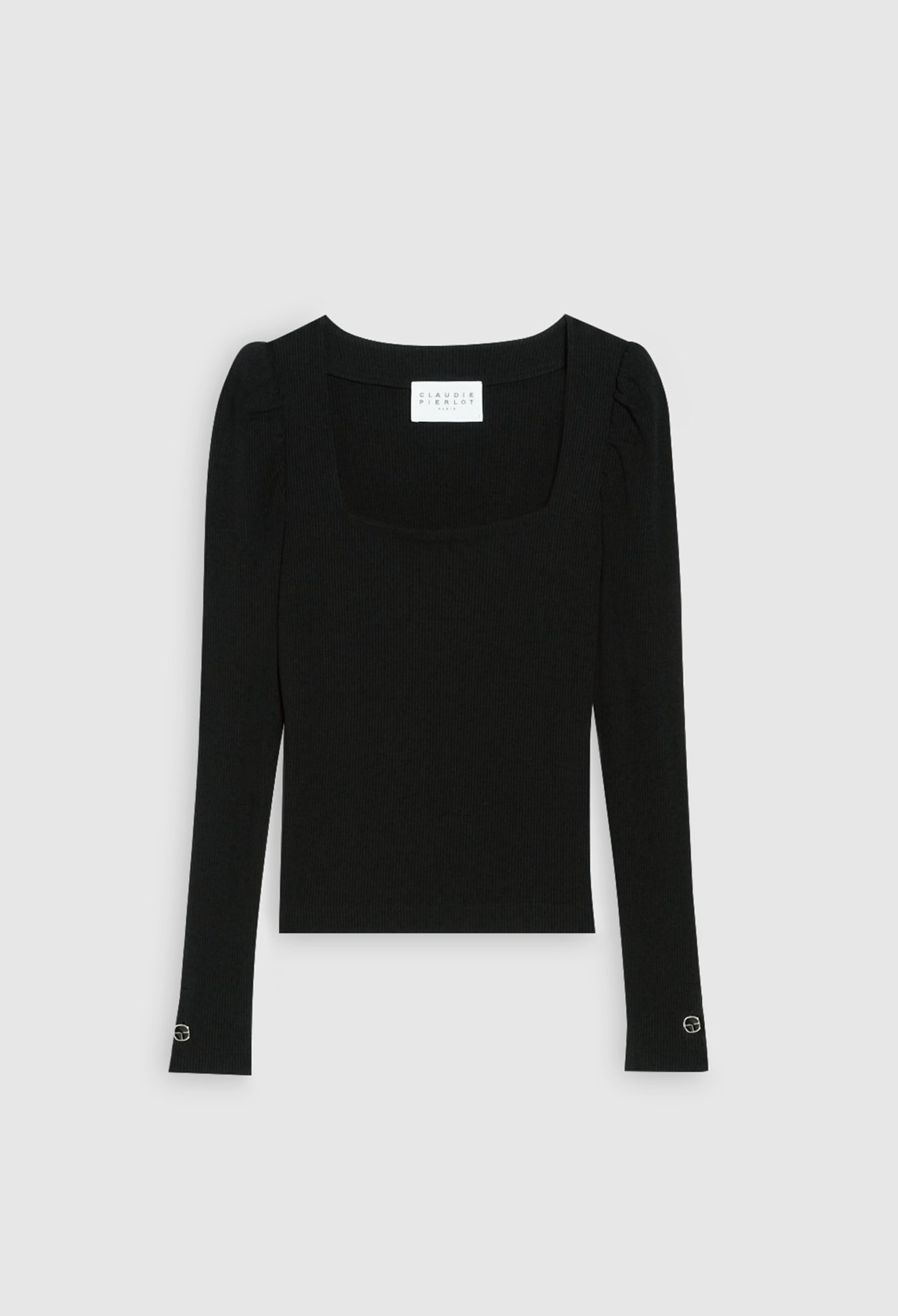 T-shirt manches longues c&ocirc;tele noir