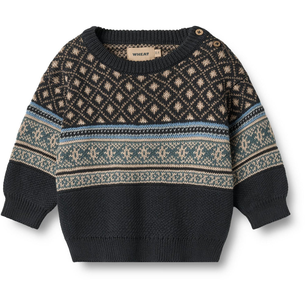 Køb Wheat Navy Jaquard Pullover Julius