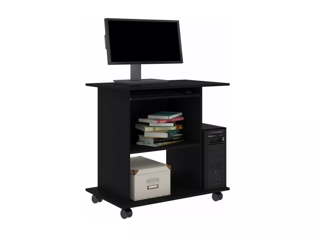 Bureau d'ordinateur Noir 80x50x75 cm Bois d'ingénierie