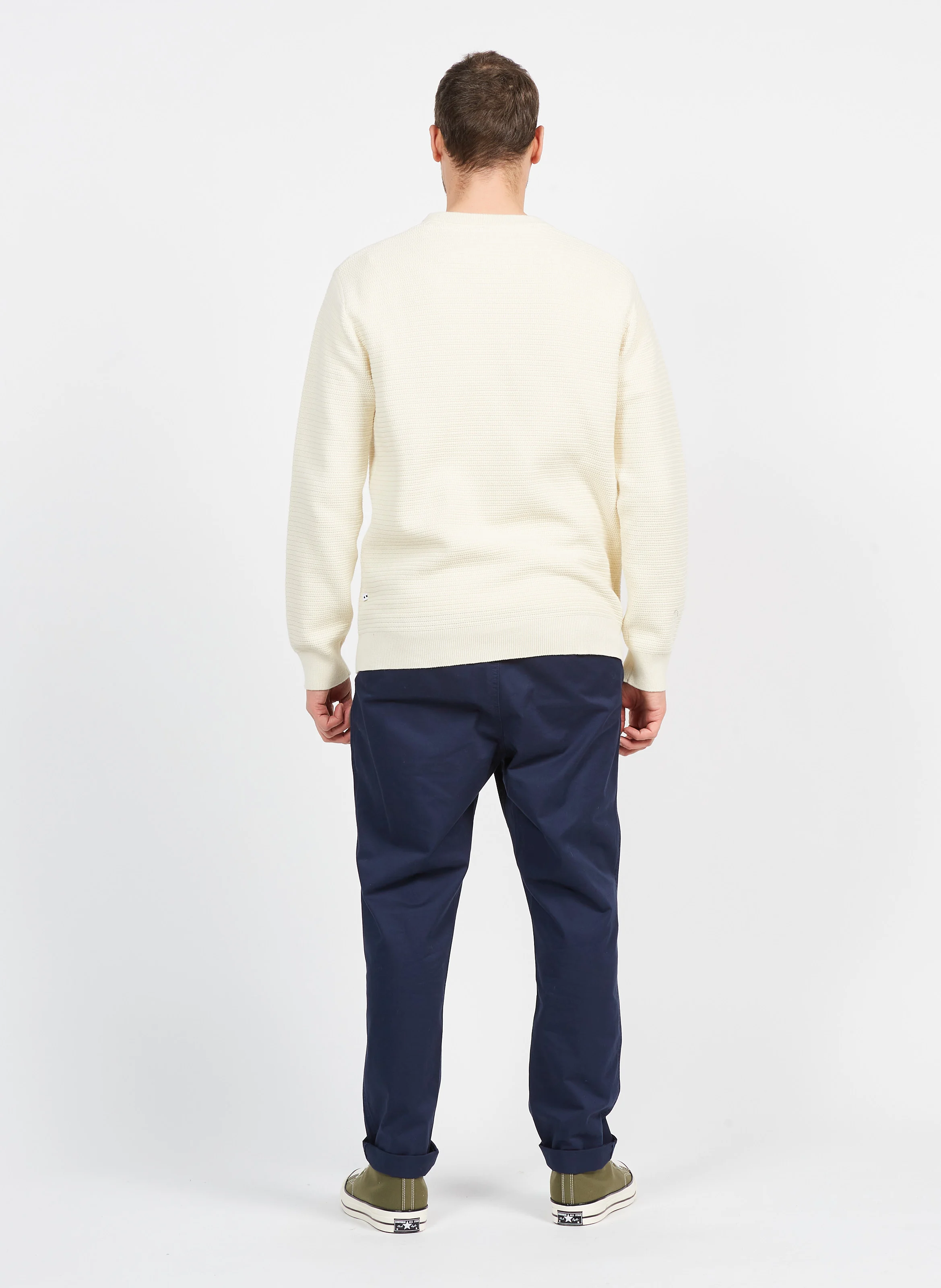 RO - Pull col rond regular-fit en coton bio | Bleu