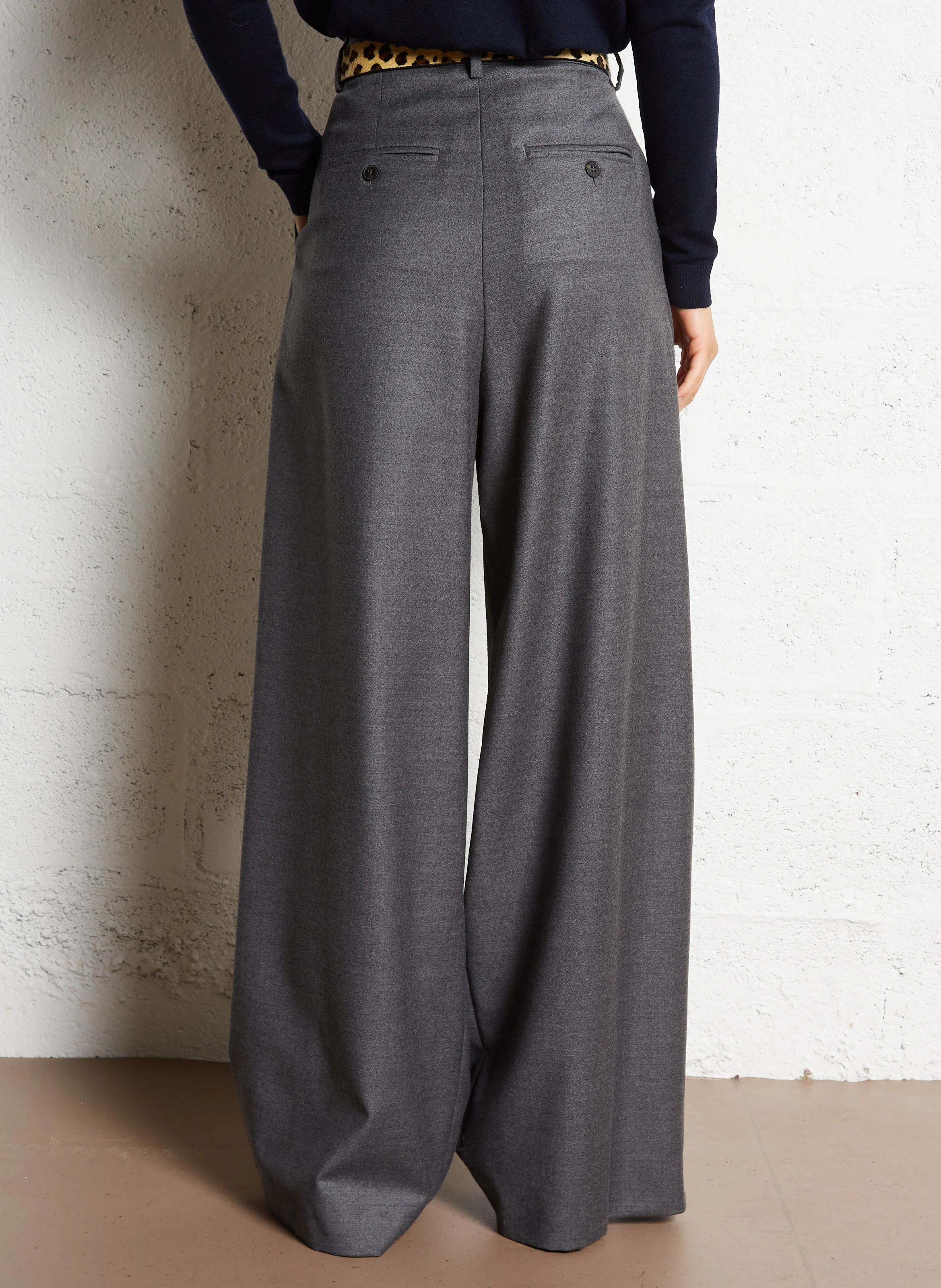 MELODIA - Pantalon large en laine mélangée | Argent