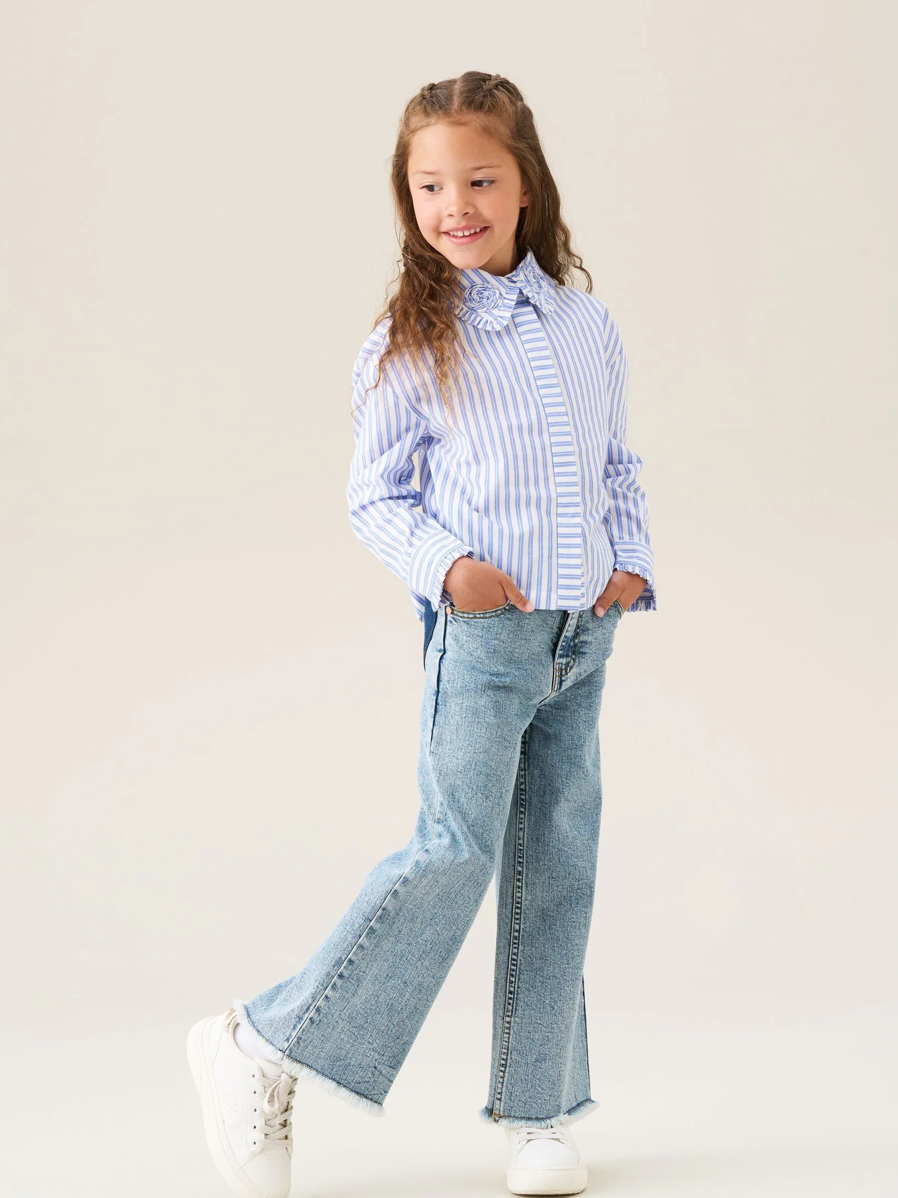 Angel & Rocket Brooke Wide Leg Heart Print Pocket Jeans