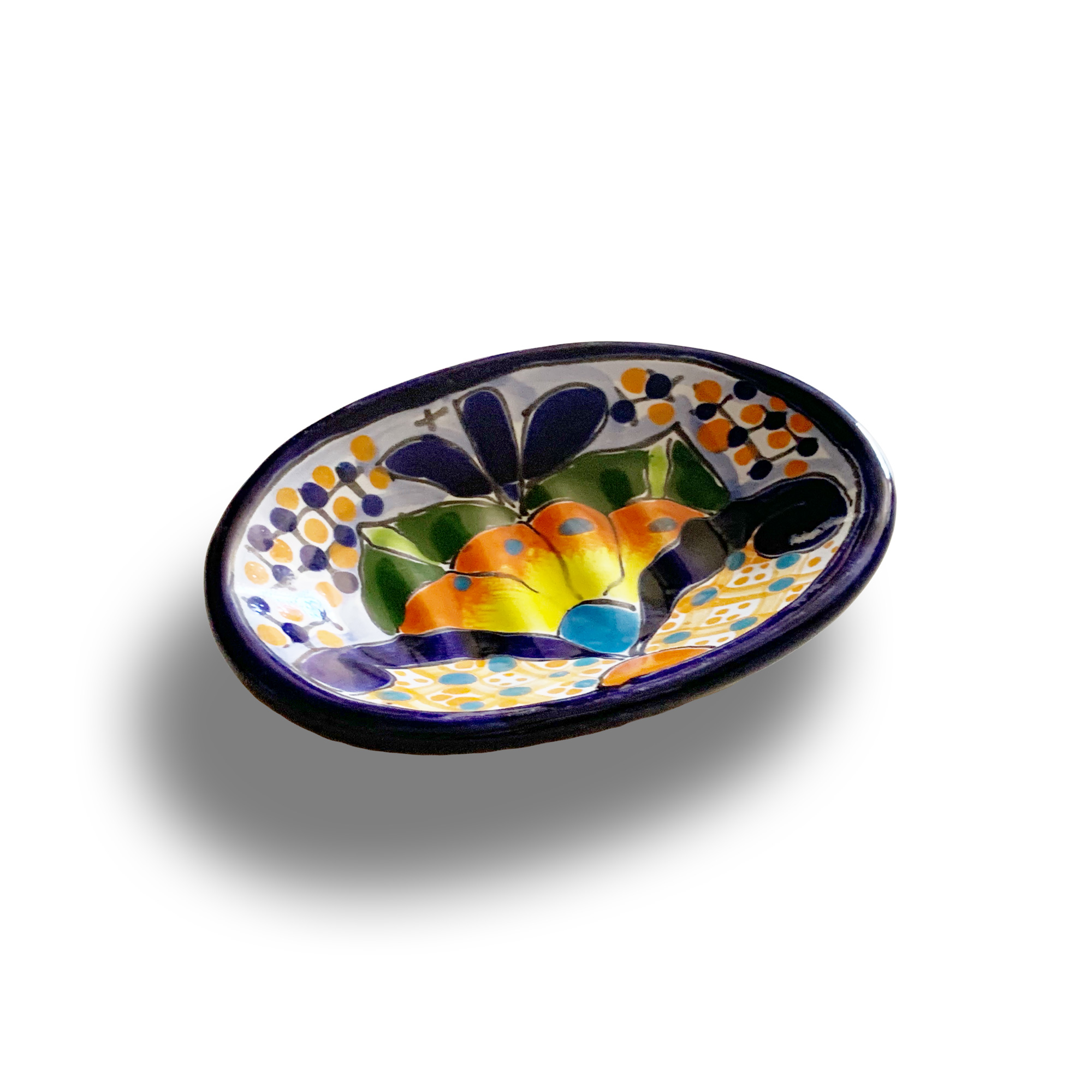 Seifenschale, Keramik, handbemalt, L 14 cm, B 10 cm, H 3 cm von fischer's lagerhaus
