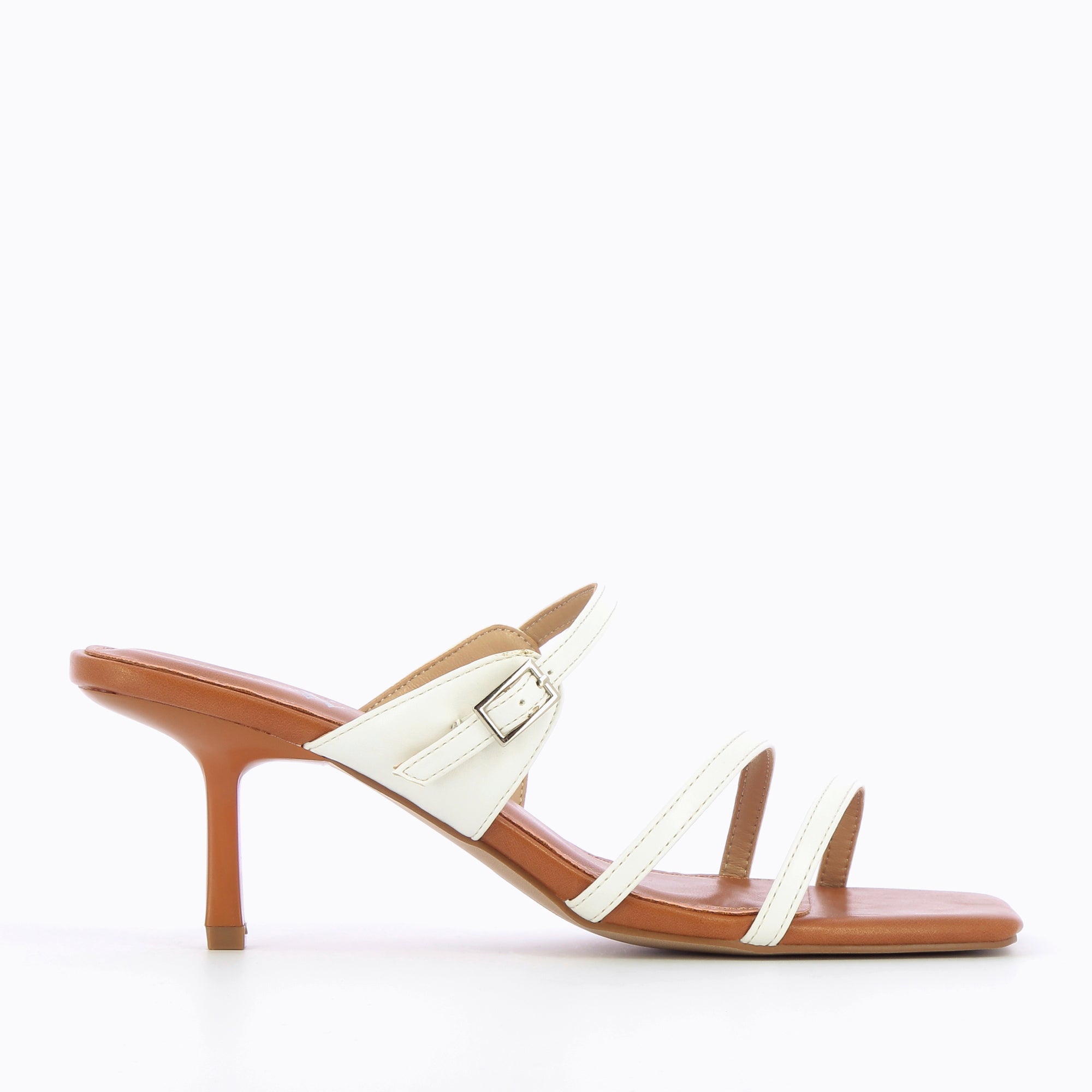 Sandales à talon, Compensées-Mules kitten heel Axelle blanches