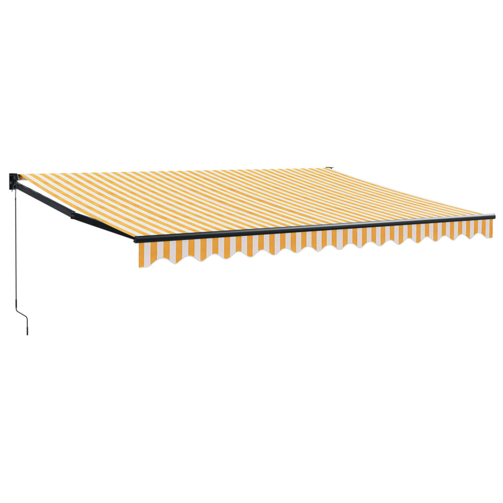 Auvent rétractable jaune et blanc 4,5x3 m tissu et aluminium