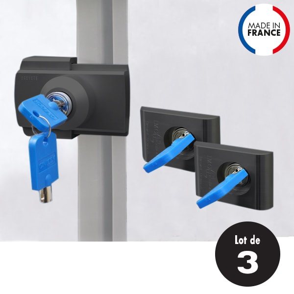 Lot de 3 Verrous IMC Porte cellule et coffres intégrés noirs