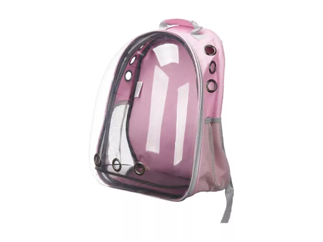 Sac à dos de transport pour animaux en polyester rose 33x43x26cm