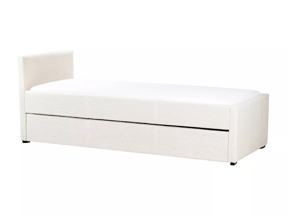 Lit gigogne Bouclé MARMANDE 80 x 200 cm Beige clair