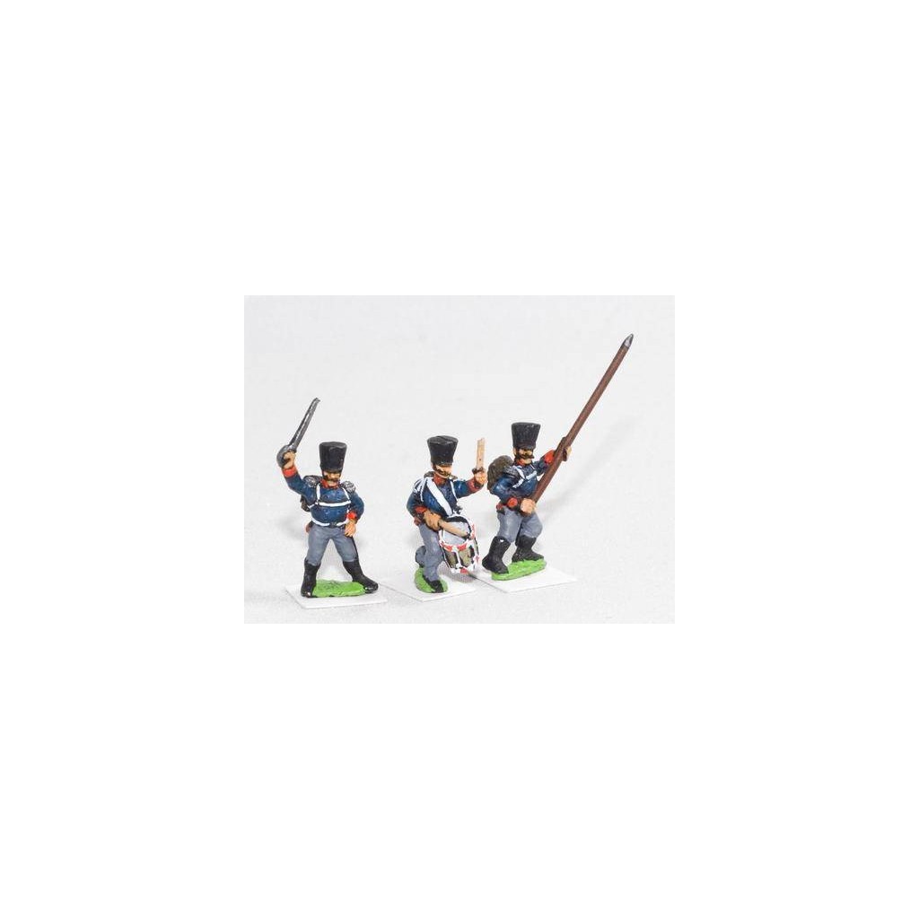 Command: Officer, Standard Bearer and Drummer, attacking poses
