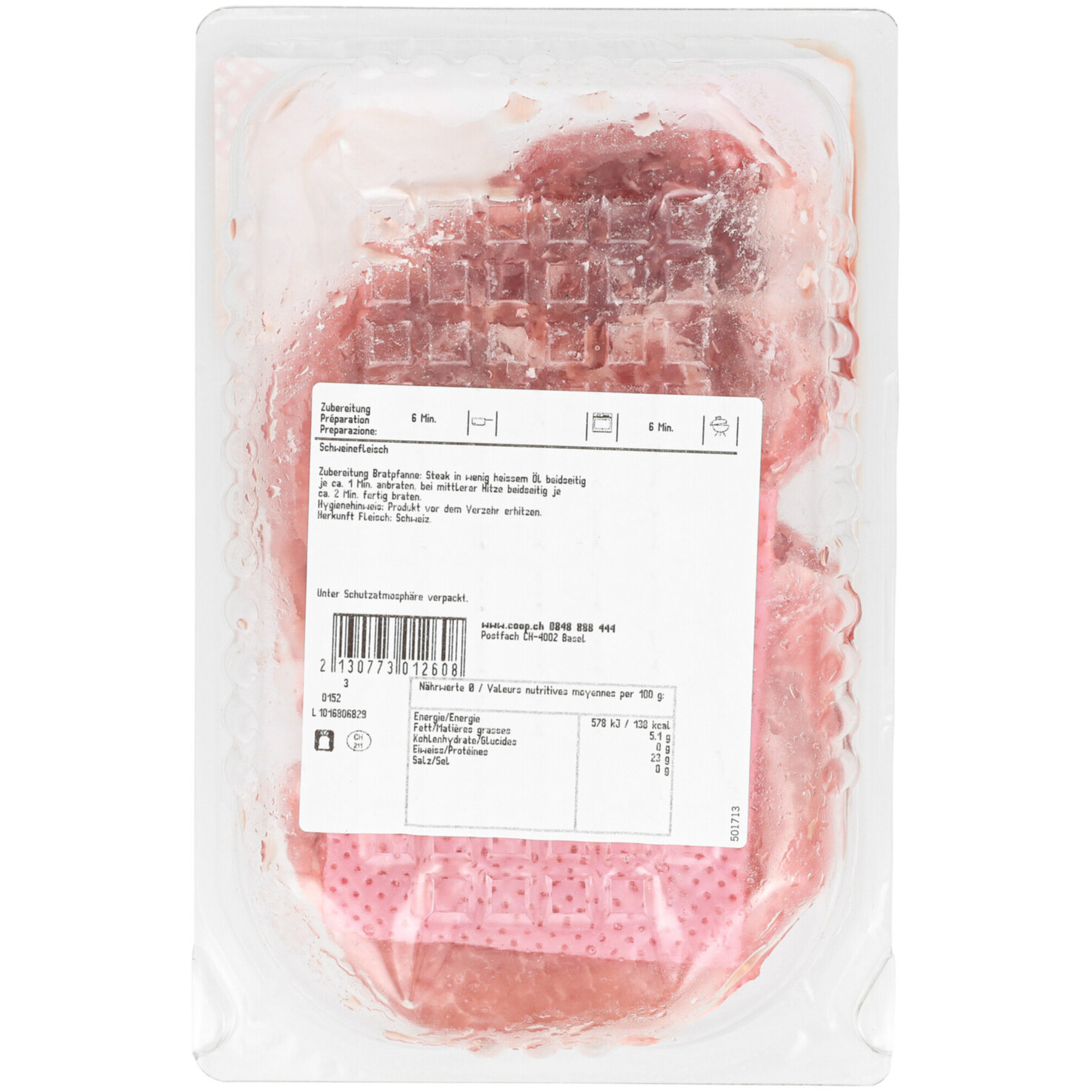 Prix Garantie Schweinssteak Nierstück 4-5 Stück ca. 560g