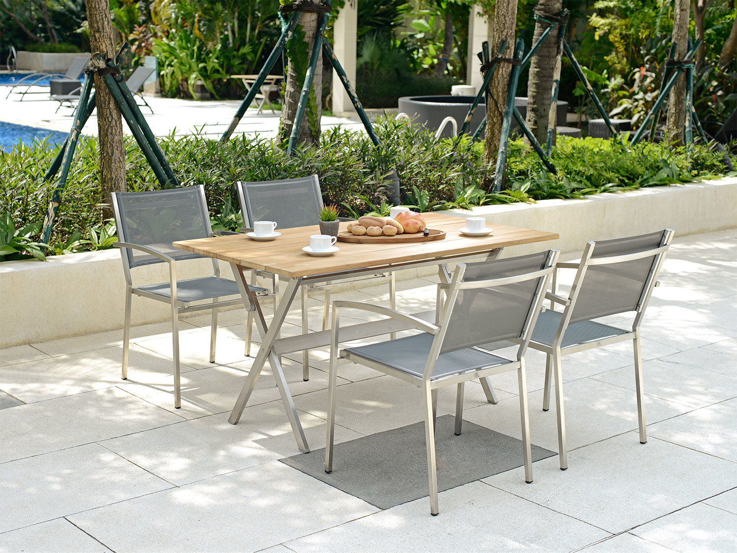 Balkon-Klapptisch Teak rechteckig