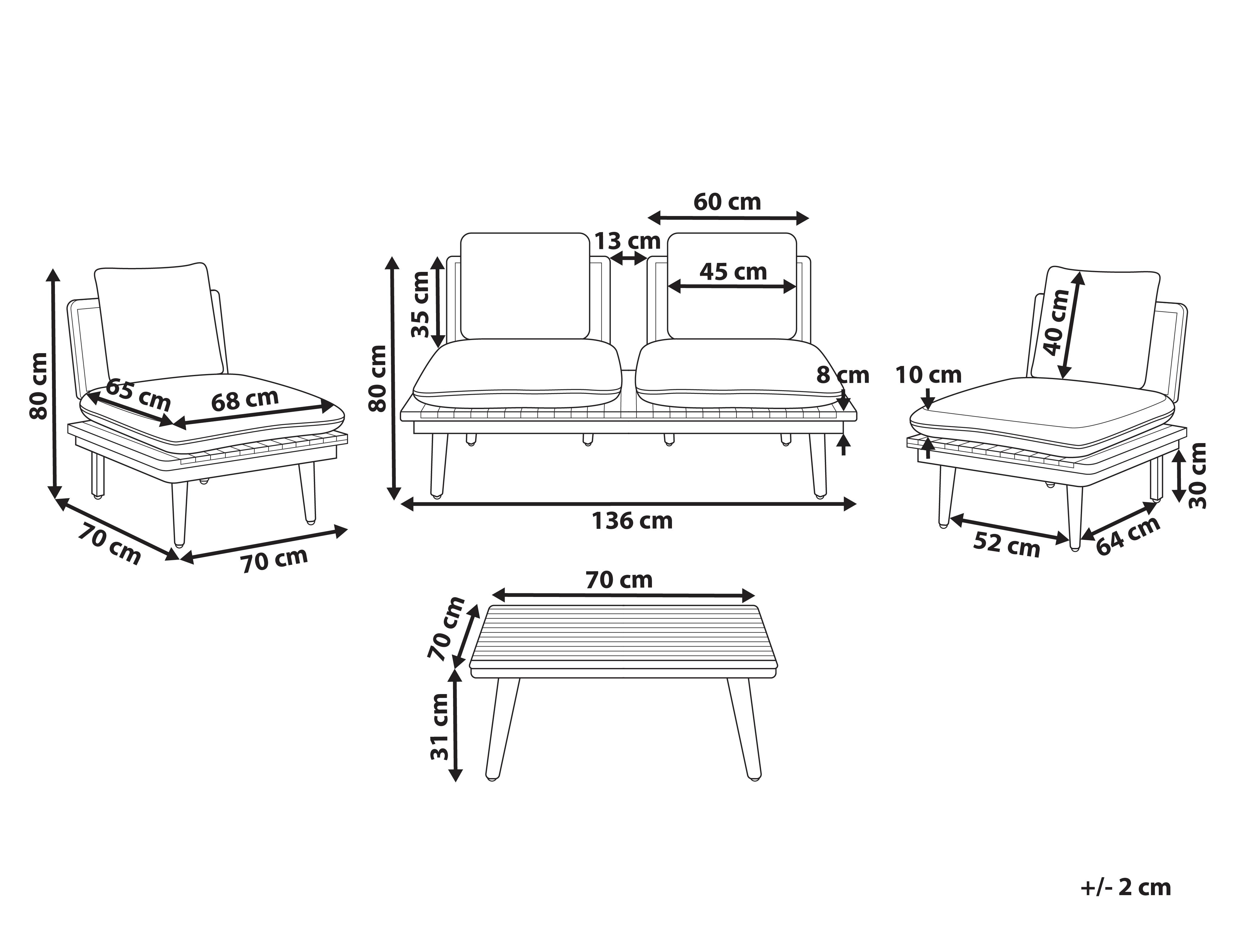 Loungeset met tafel 4-zits ACCADIA Gecertificeerd acaciahout Lichtbeige