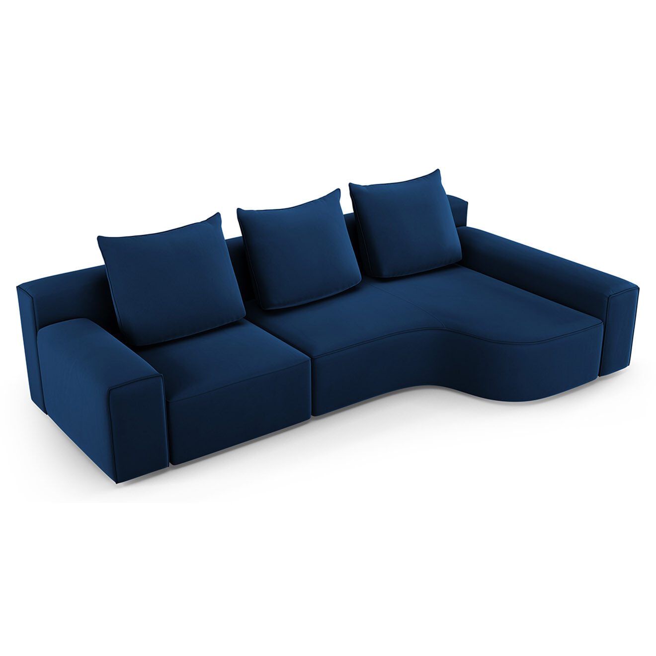 Mazzini Sofas Canapé d'angle Droit Velours Ivy 4 Places bleu roi - 280x137x89 cm