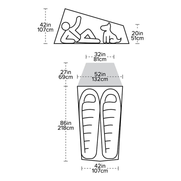 Tente bivouac BIG AGNES FLY CREEK HV UL2 SOLUTION DYE GRAY/GREIGE
