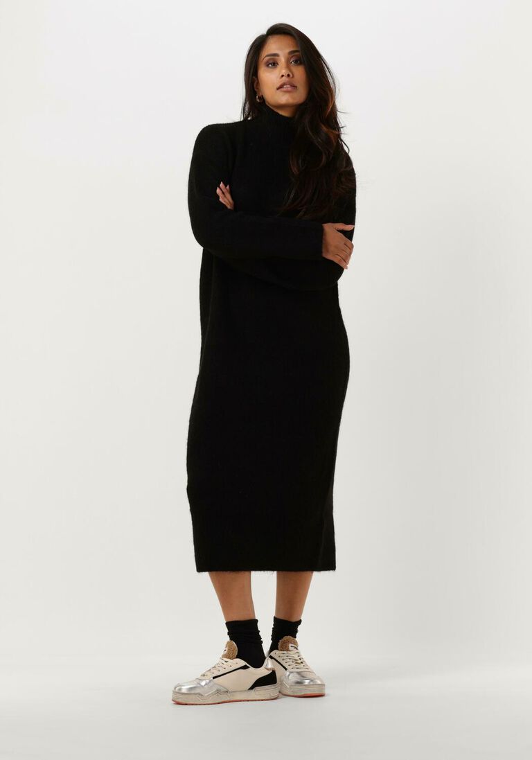 SELECTED FEMME zwarte selected femme midi jurk slfmaline ls knit dresshigh neck
