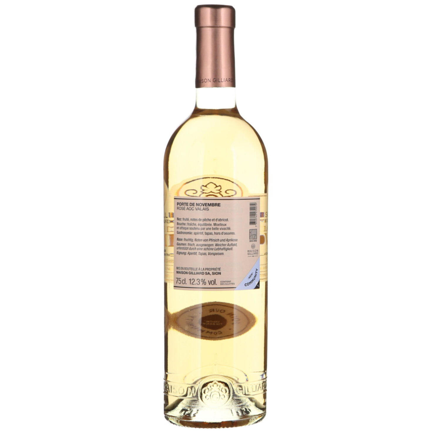 Valais AOC Rosé mi-doux la Porte de Novembre -75cl
