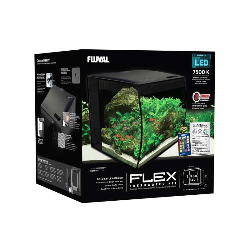 Kit para aquário Fluval Flex, preto, 34 litros