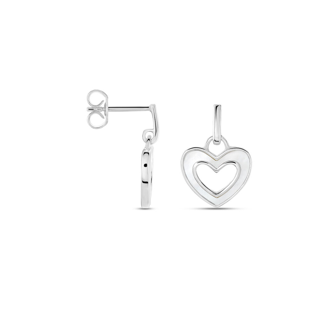 Boucles D'oreilles Pendantes Clarity Argent Blanc Nacre