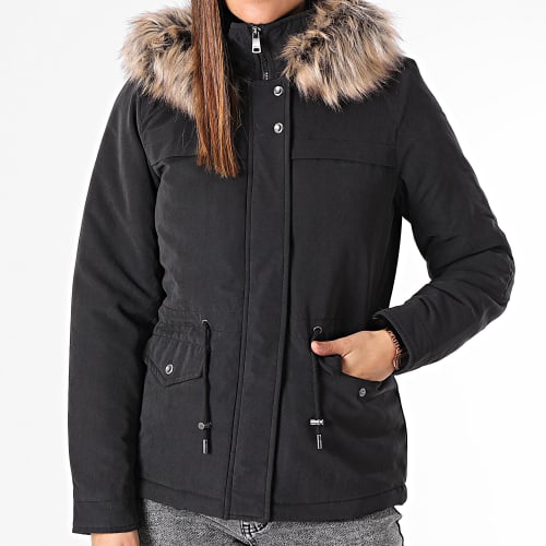 Parka Capuche Fourrure Femme New Starline Noir