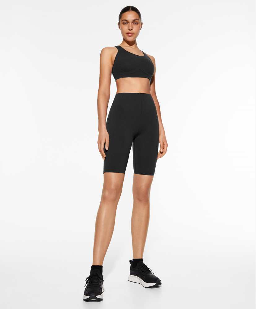 Calça legging de ciclismo com compressão e modelagem que levanta a cintura, 25 cm