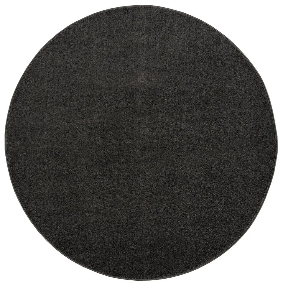 Uni Rond Effen Laagpolig Vloerkleed Modern Donker Grijs - 300 CM ROND
