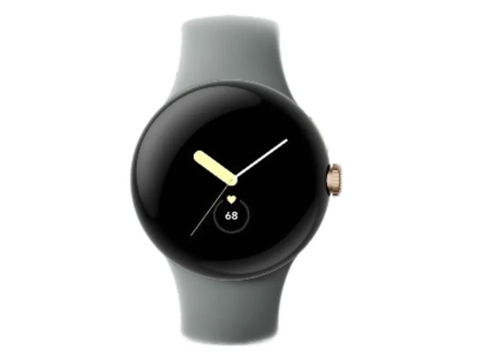 Google Pixel Watch - Champagne-guld - smart ur med bånd - fluoroelastomer - nøddebrun - båndstørrelse: L - 32 GB - Wi-Fi, NFC, Bluetooth - 4G - 36 g