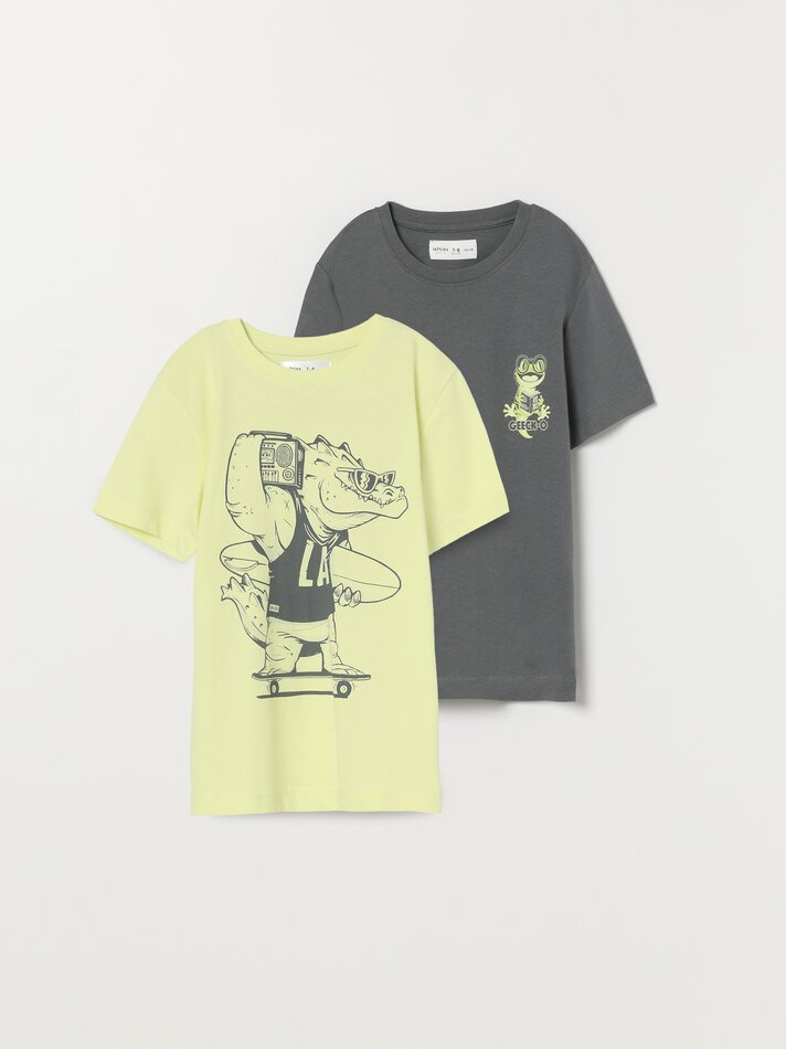Pacote com 2 camisetas estampadas - Carbono