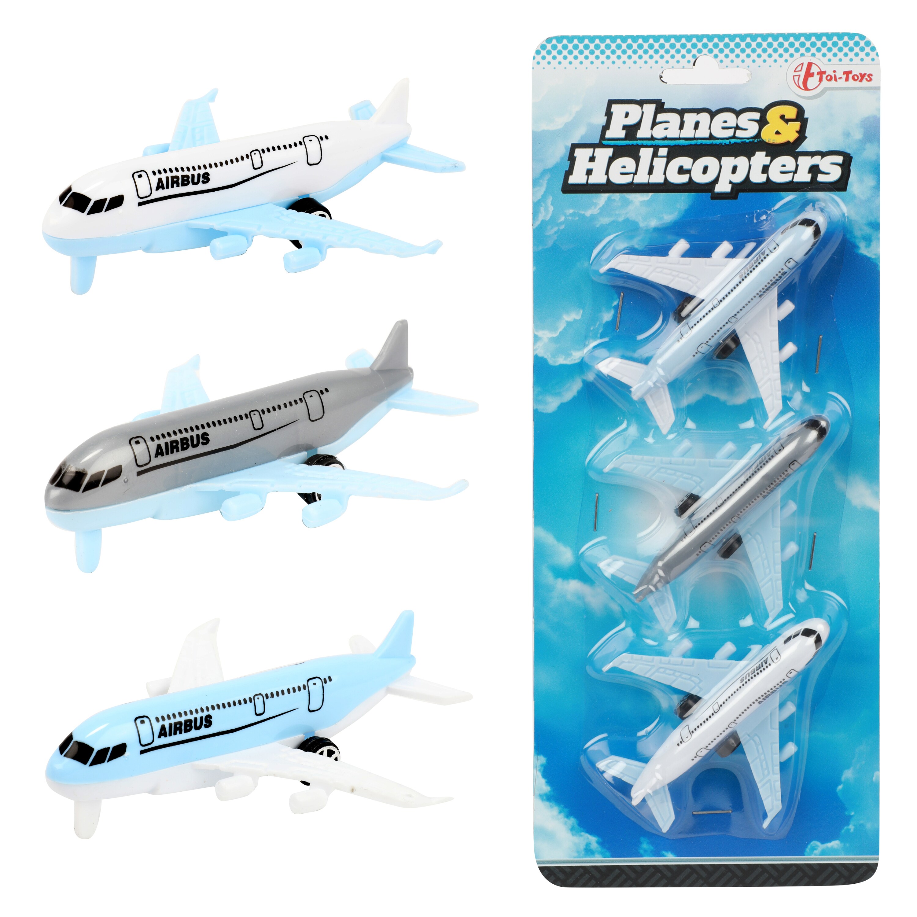 Toi-Toys - Spielzeugflugzeuge -Airbus Flugzeuge (3 Stück) Modellflugzeug Plane
