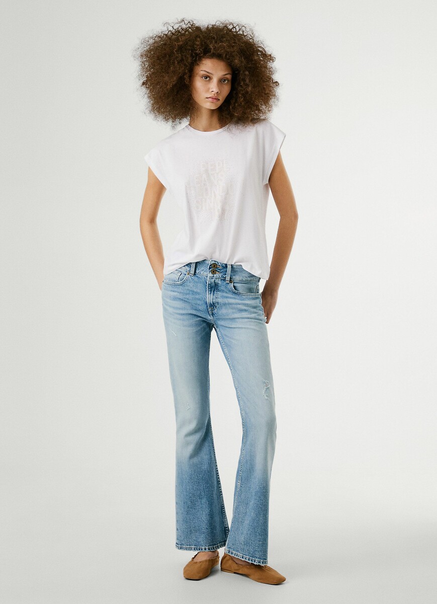 PEPE JEANS<br>Camiseta de manga curta com estampa na frente