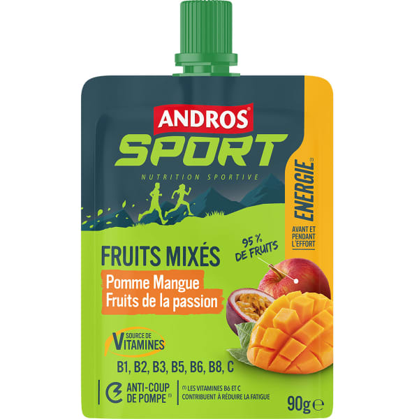 Compotes & purées énergétiques ANDROS GOURDE DE FRUITS MIXES POMME MANGUE 4X90G