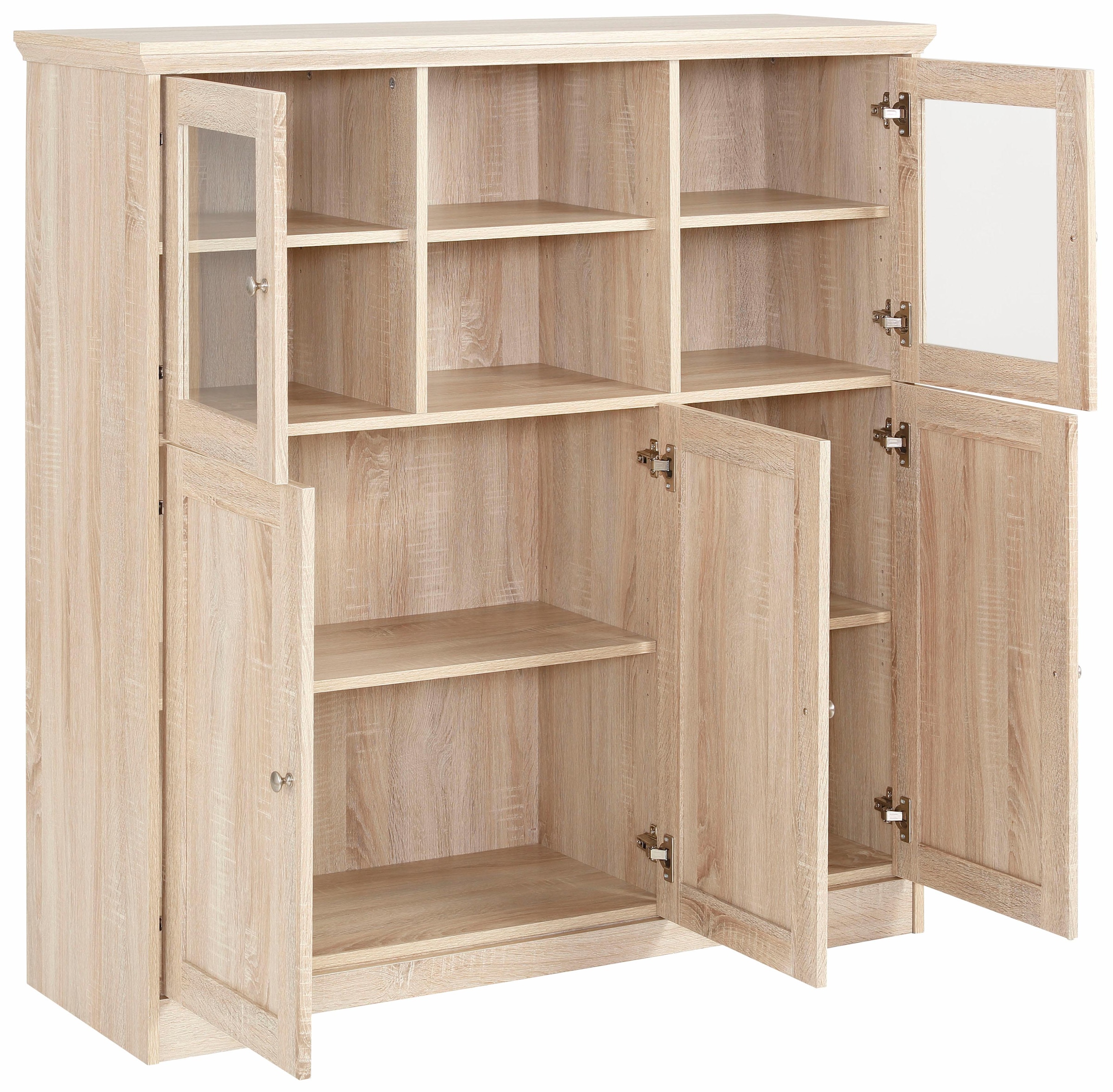 Home affaire Highboard »Nanna« Vitrine in Eichen-Optik, Breite 118 cm