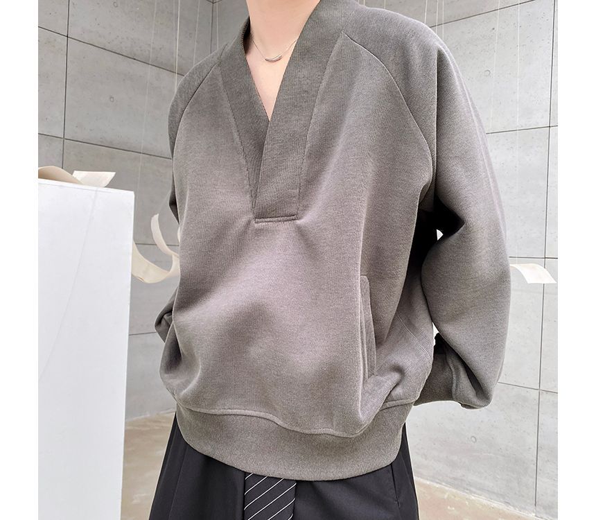 Patow - V-hals effen sweatshirt