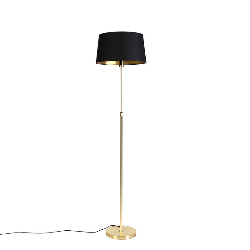 Vloerlamp goud/messing met zwarte kap 45 cm verstelbaar - Parte