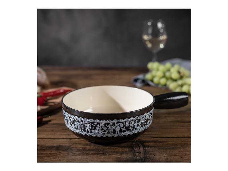 Kuhn Rikon Fondue-Caquelon Induktion Bundesfeier Schwarz Schwarze Fonduepfanne