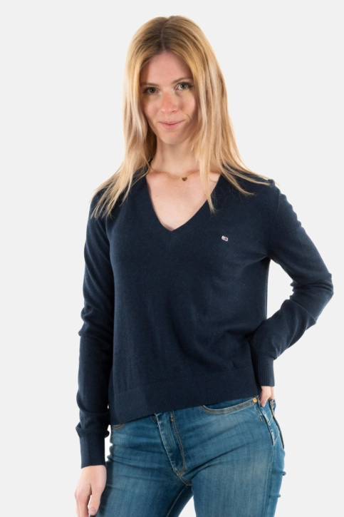 Sweat tommy jeans essential vneck dro dark night navy melange