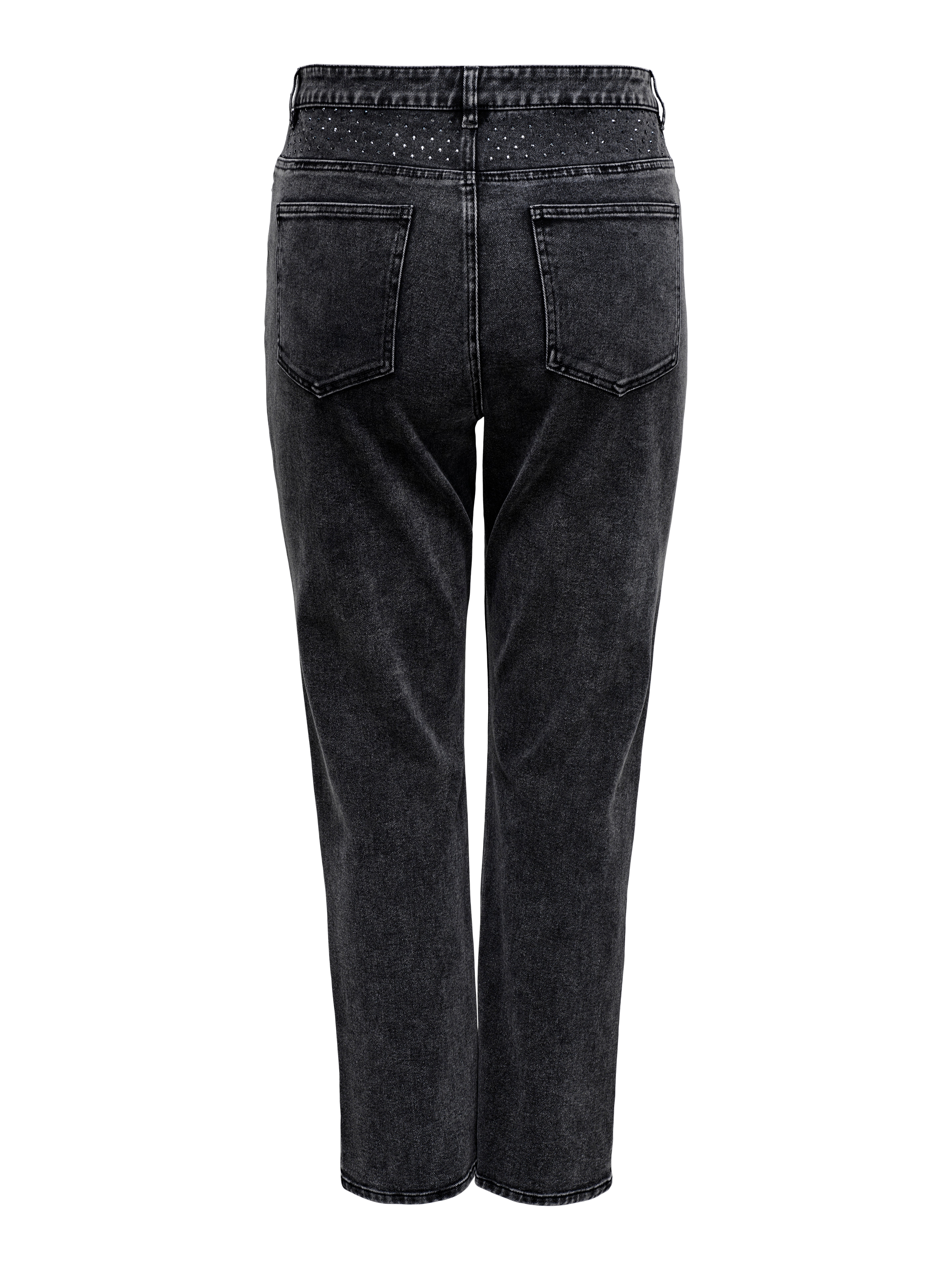 CAREMILY Hohe Taille Gerade geschnitten Jeans Washed Black
