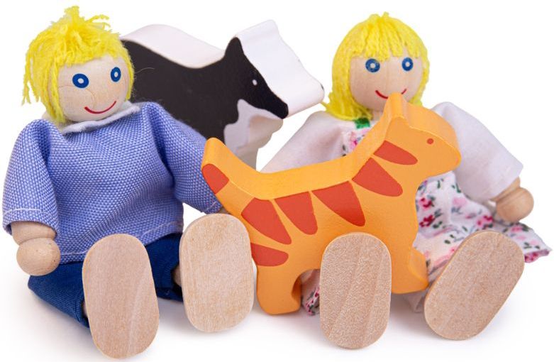 Bigjigs - Poppenfamilie - Houten Poppenhuisfiguren - Diverse Kleuren - 3 Generaties