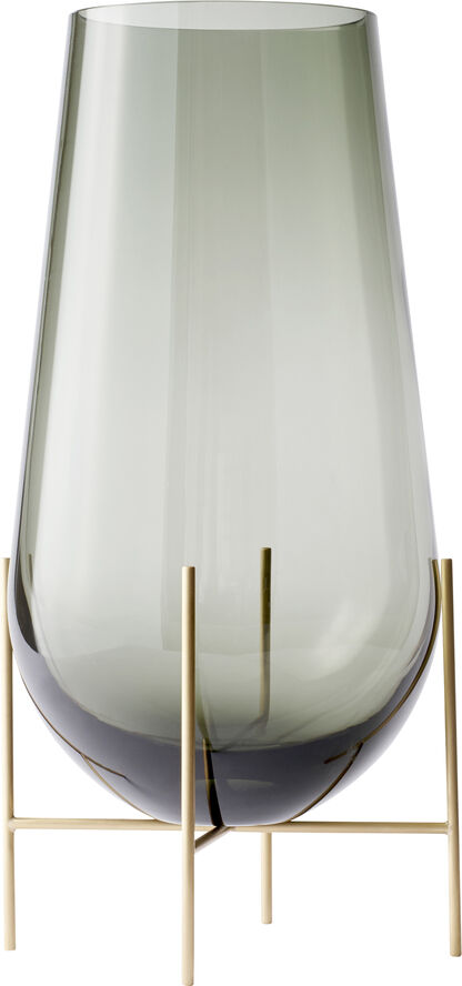 Audo Copenhagen Echasse Vase, S, Smoke/Brushed Bras Grå/børstet messing