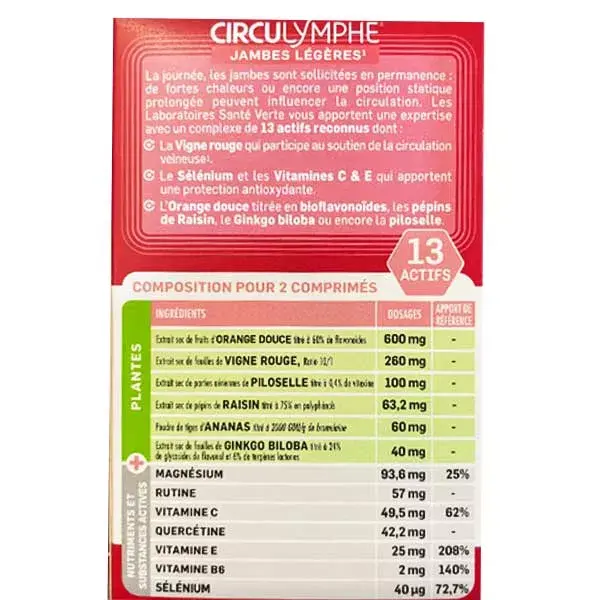 Santé Verte Circulymphe 60 comprimidos