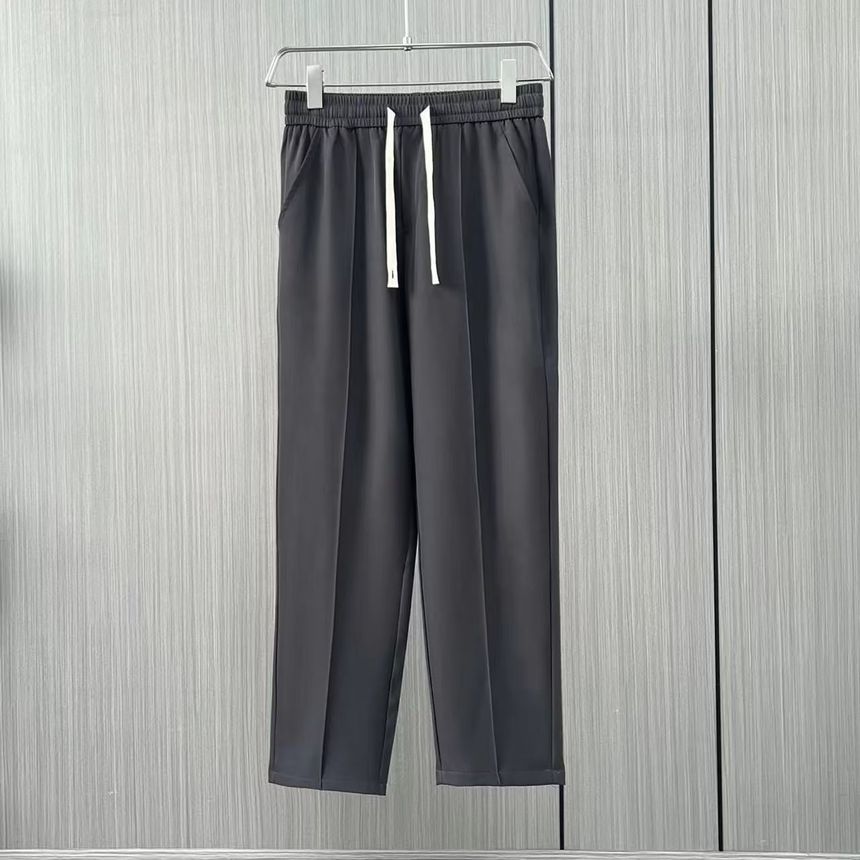 Wewewow - Effen cropped rechte broek met trekkoord in de taille