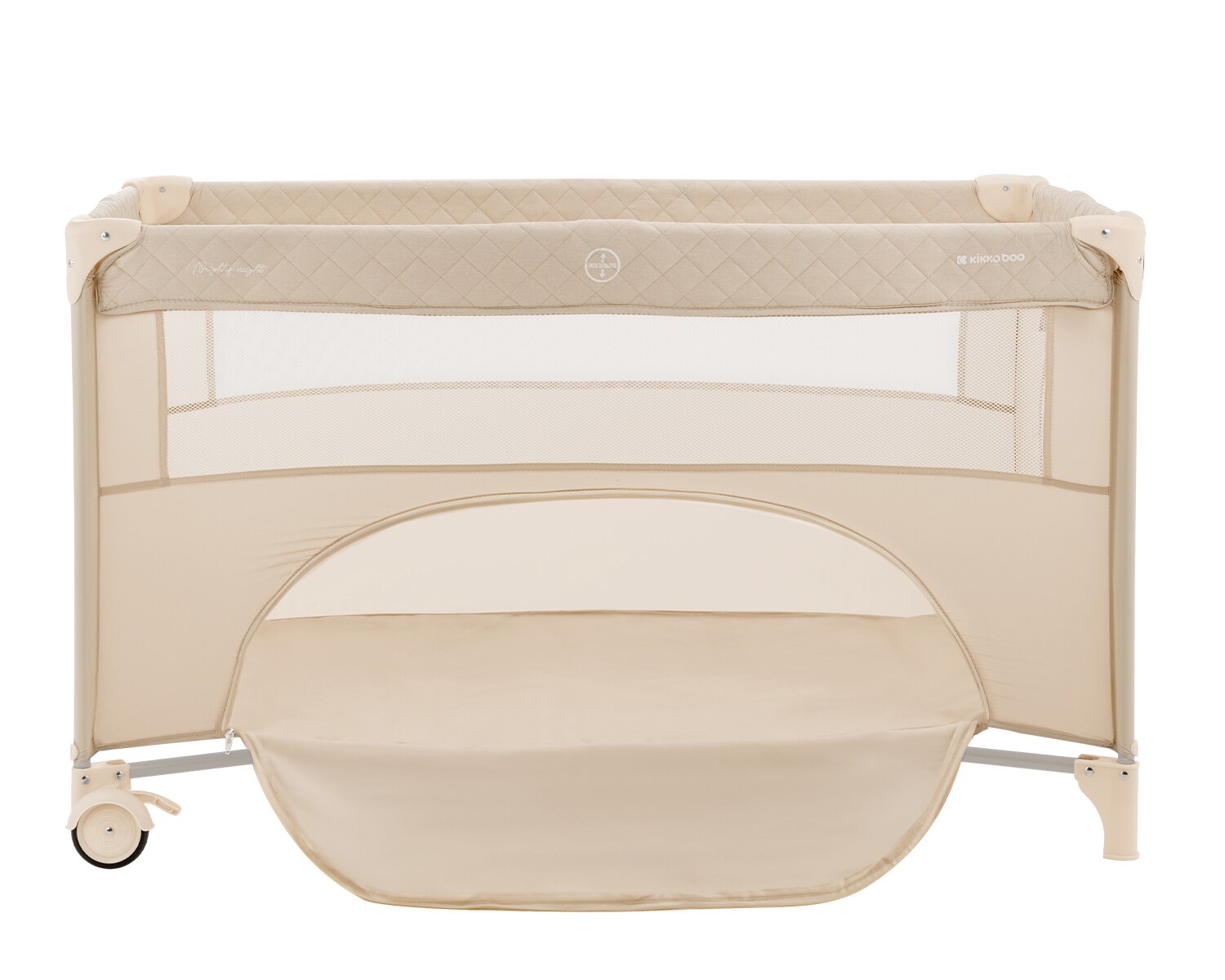 Kikkaboo Reisebett Nighty Night, 2 Ebenen, Spielbogen, 2 Räder, Wickelauflage beige