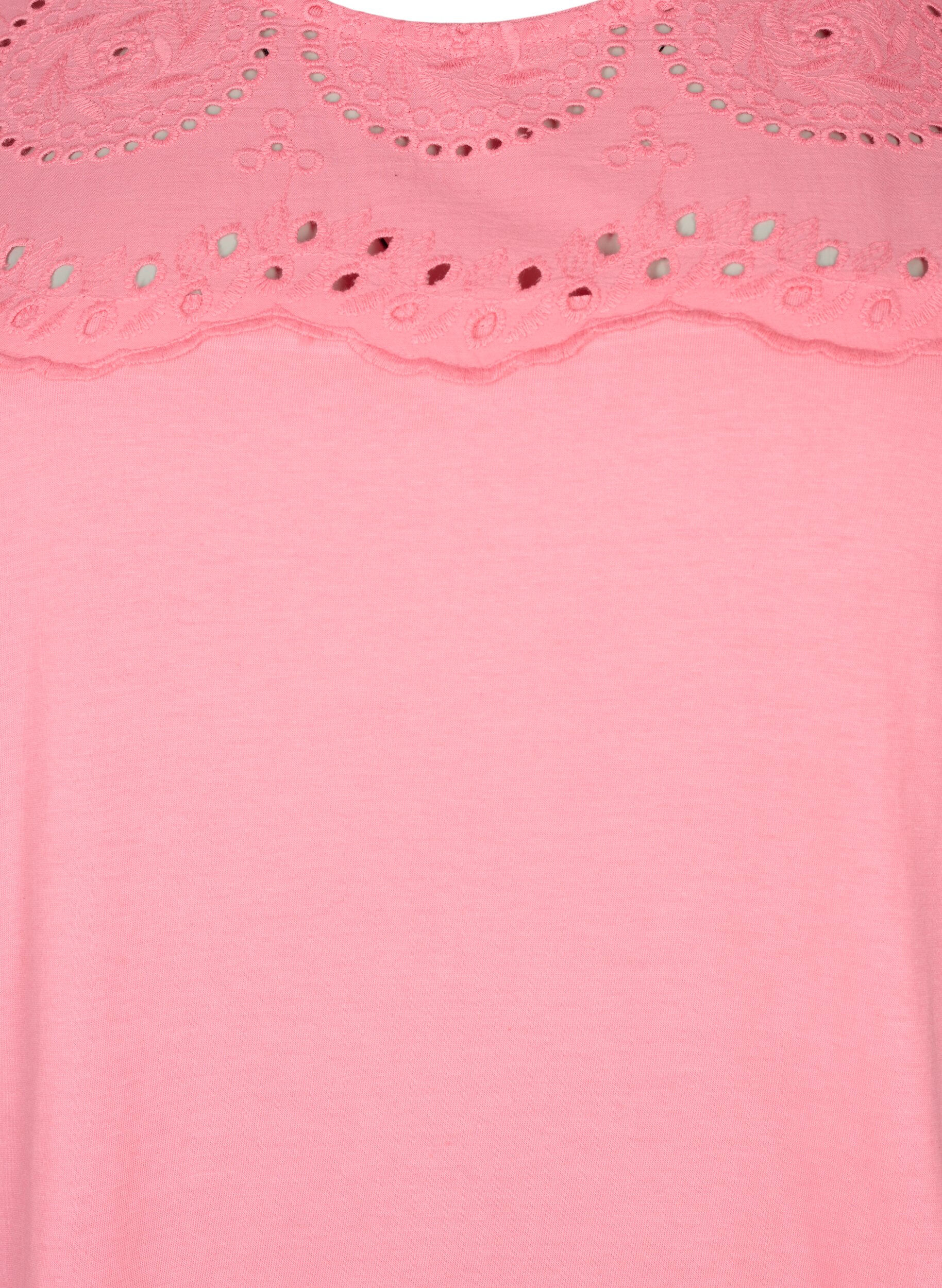 T-shirt med broderi anglaise i økologisk bomuld