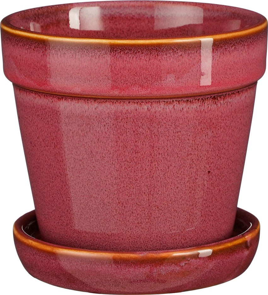 Mica Decorations bloempot met schotel Clint roze D 15 H 13 cm