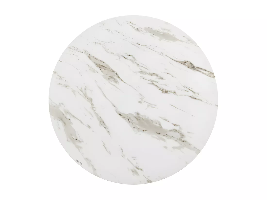Table basse ronde lorie chrome plateau en verre marbré blanc d90 cm