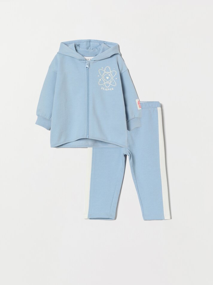 Conjunto de agasalho de duas peças com jaqueta e calça - Azul Claro