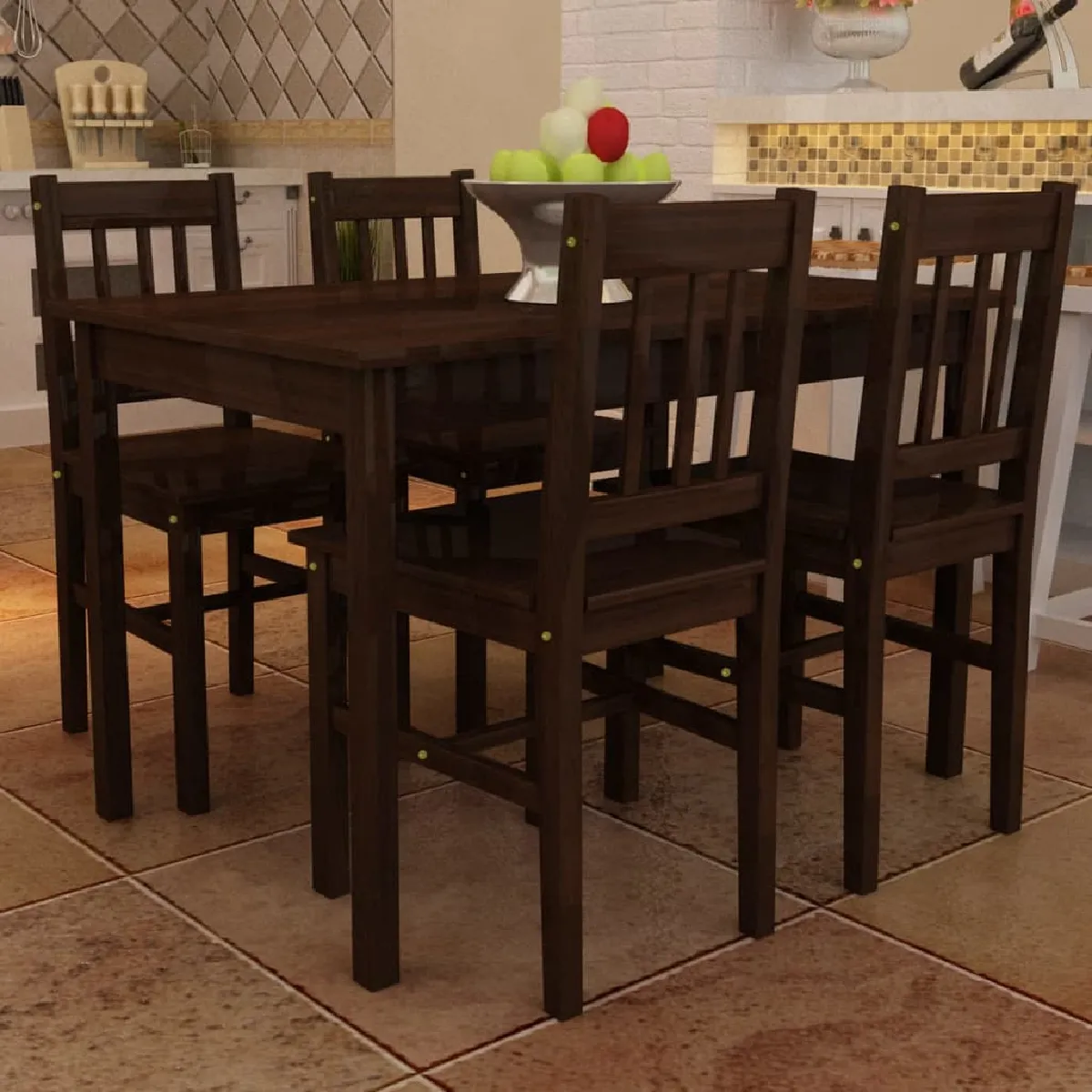 vidaXL Table de dîner élégante 5 pièces - Marron